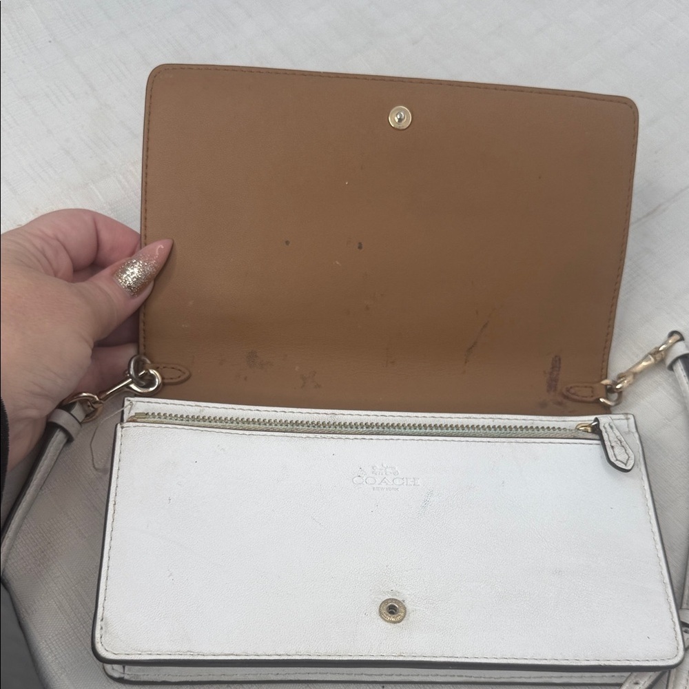 Coach Anna Foldover Clutch Crossbody Bag in Signature Canvas. - Picture 8 of 11